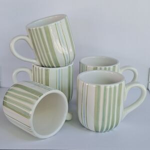 Set Of 5 Noble Excellence Earthenware Pistachio Coffee Tea Beverage Mug 14oz EUC